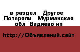  в раздел : Другое » Потеряли . Мурманская обл.,Видяево нп